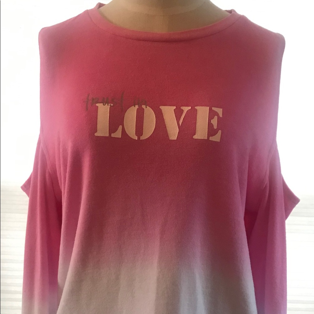 Peace Love World cold shoulder sweat shirt
